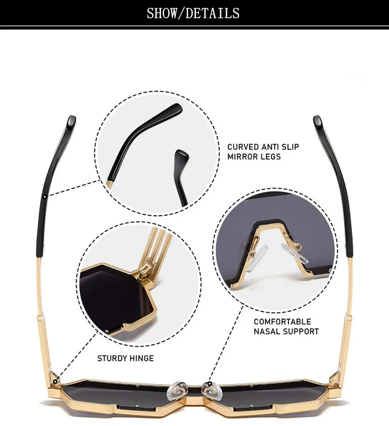 Heavy Metal Steampunk Sunglasses For Men Square Vintage Punk Fashion Glasses Retro Gafas De Sol Hombre Lunette De Soleil Homme