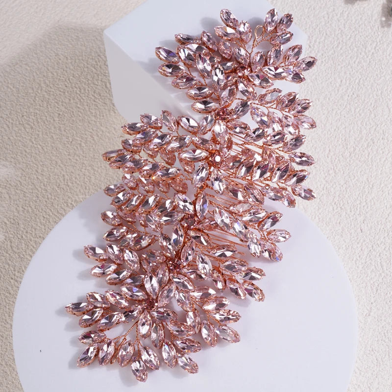 MIMIOR Wedding Full Rhinestone Oversized Hair Comb Bridal Hair Accessories Sparkly Hair Piece Gem Tiara For Women and Girls