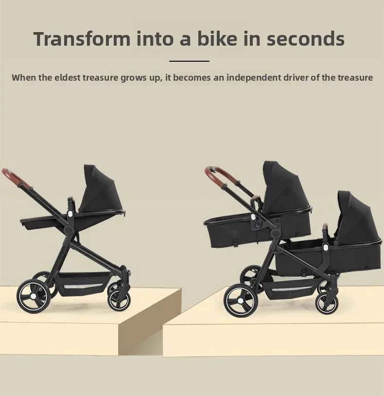 A Foldable, Multifunctional Stroller That Can Be Carried on An Airplane. It Can Be Disassembled Into A Lightweight Baby Bike.