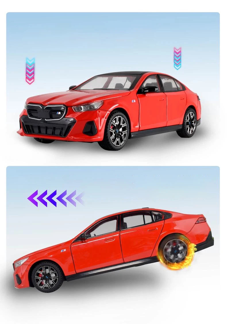 1:24 BMW i5 M60 Coupe Alloy Car Model Diecasts Metal Limousine Pure Electric Vehicles Car Model Simulation Sound Light Kids Gift