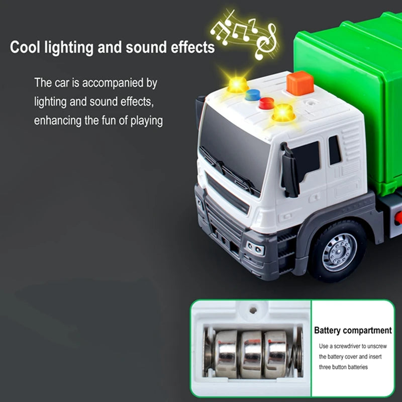 New Children Toys City Garbage Truck Model Diecast Plastics Garbage Sorting Sanitation Vehicle Car Sound Light Kids Xmas Gifts