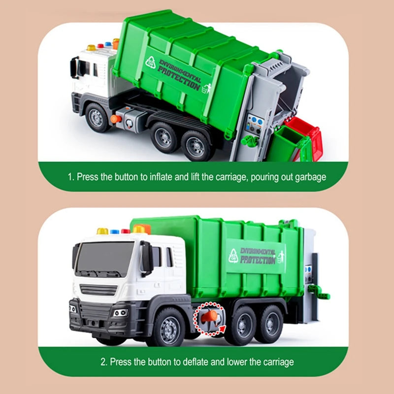 New Children Toys City Garbage Truck Model Diecast Plastics Garbage Sorting Sanitation Vehicle Car Sound Light Kids Xmas Gifts