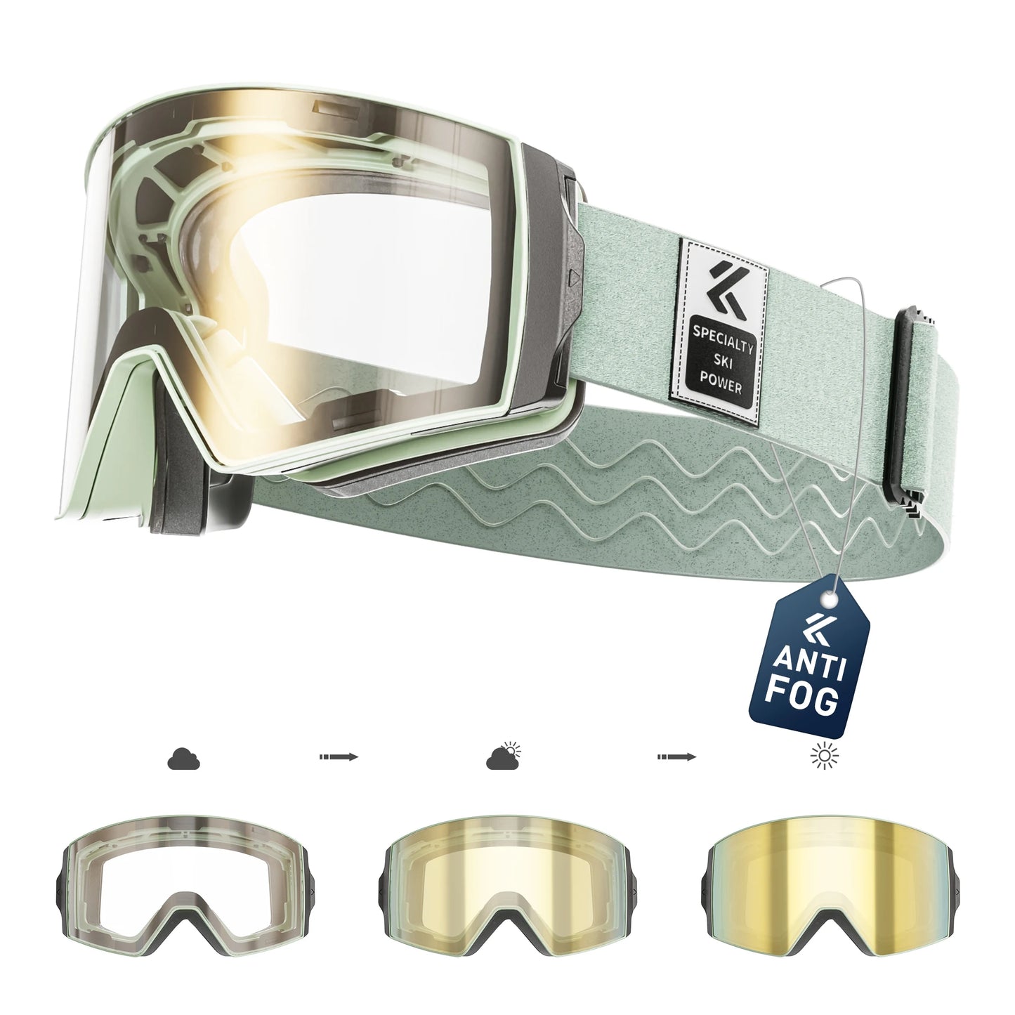 Kapvoe New Photochromic Ski Snowboard Mask Goggle Men UV400 Protection Women Glasses Magnetic Attraction Anti-Fog Skiing Goggles