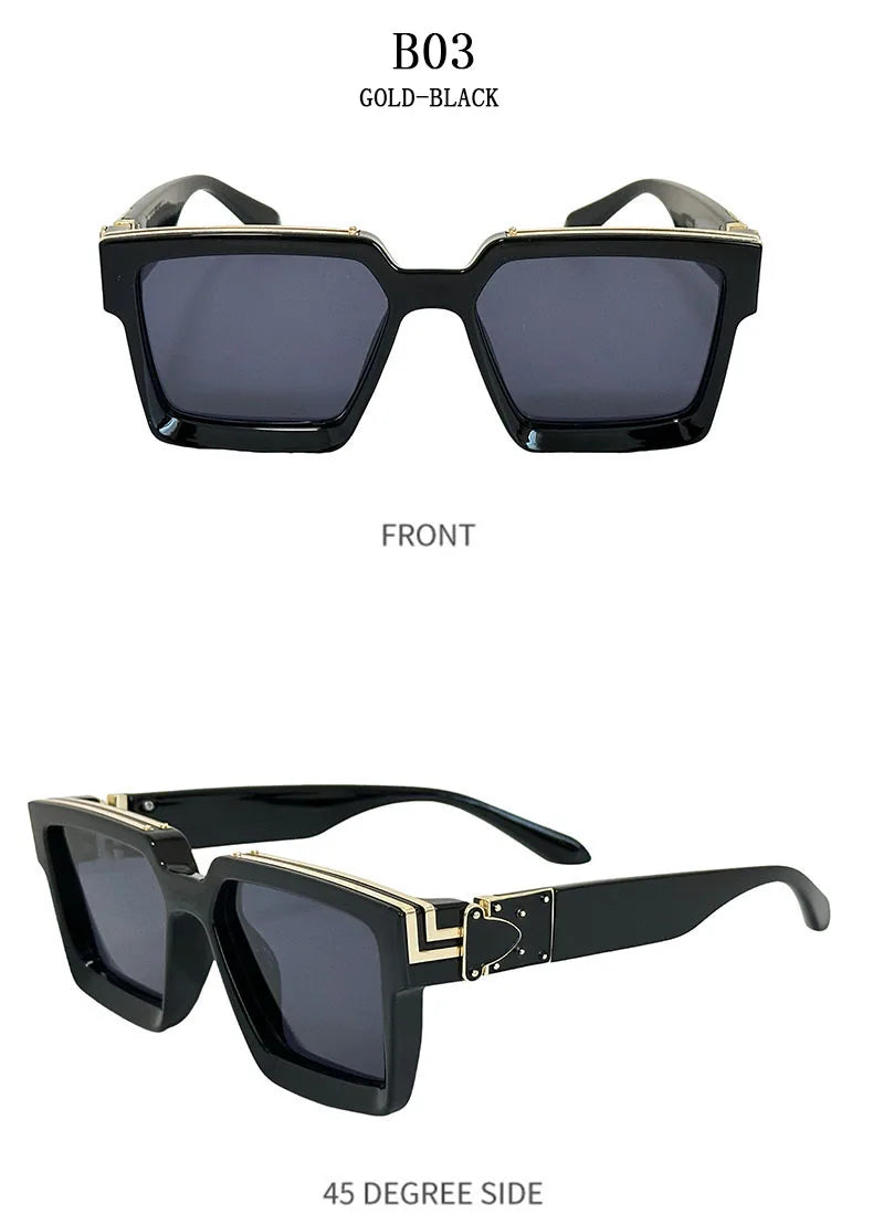 Millionaire Square Sunglasses For Men Retro Sunscreen Sunglasses Women Trendy And Fashionable Vintage Fashion Glasses Zonnebril