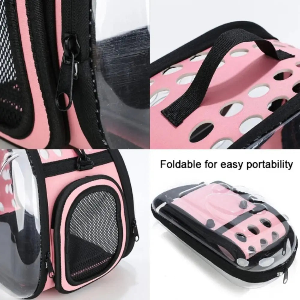 Breathable Pet Shoulder Crossbody Bag Foldable Portable Cat Backpack Collapsible Large Capacity Pet Outing Bag Outdoor Travel