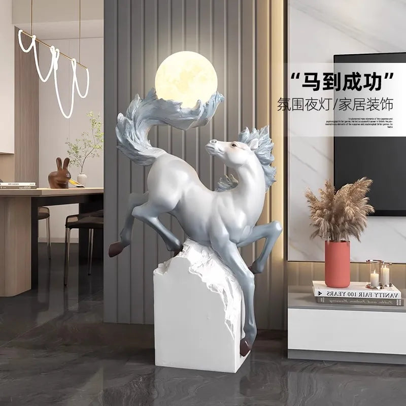 Creative Large Floor-standing Ornaments, Living Room Home Decoration, Entrance Light Luxury Sculpture, Luminous,Store Decoration