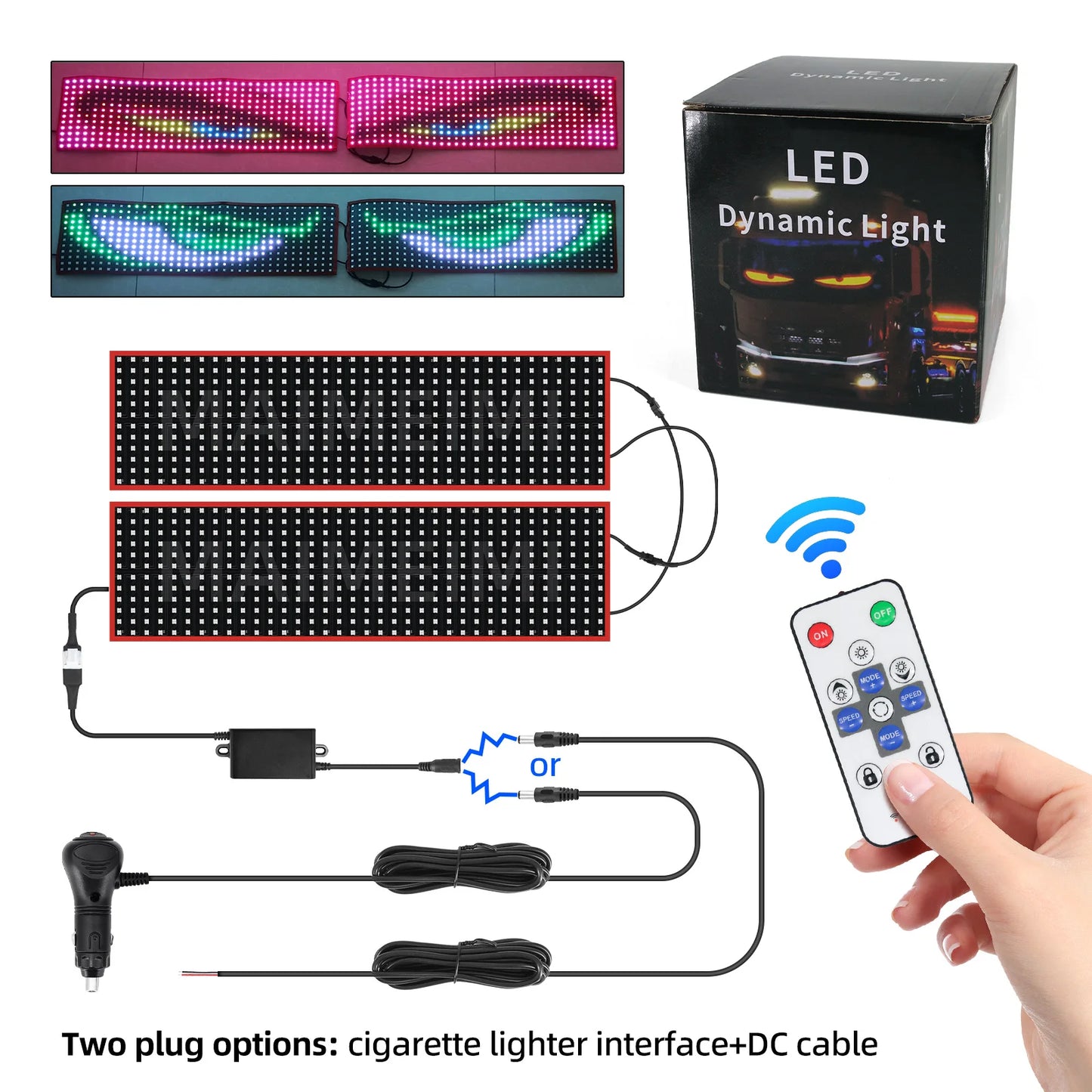 60/70/80CM LED Pixel Panel Light Remote Control Soft Foldable Lighting Scrolling For Truck Car Devil Eye  For Board Windshield