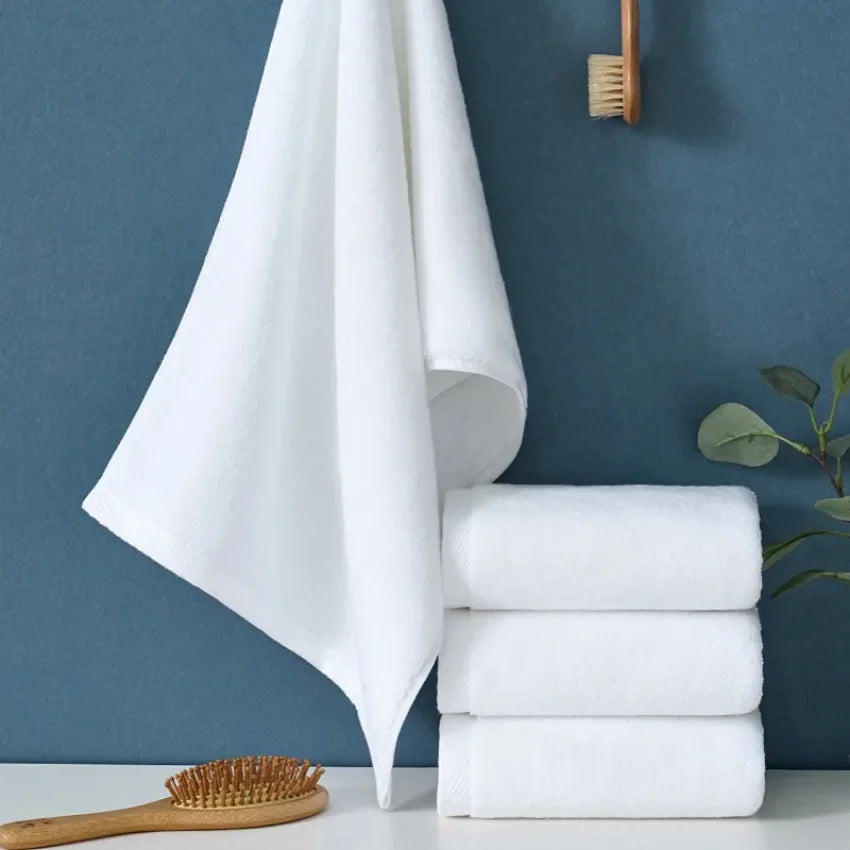 Luxury Thick Cotton Hotel Towels in White for Spa, Resort, and Home Use