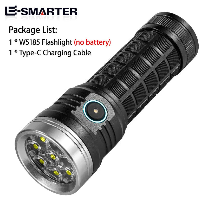 8LED Flashlight Outdoor Super Bright Emergency Torch 5 Lighting Modes Rechargeable Hiking Camping Tactical Flashlight 4000 Lumen