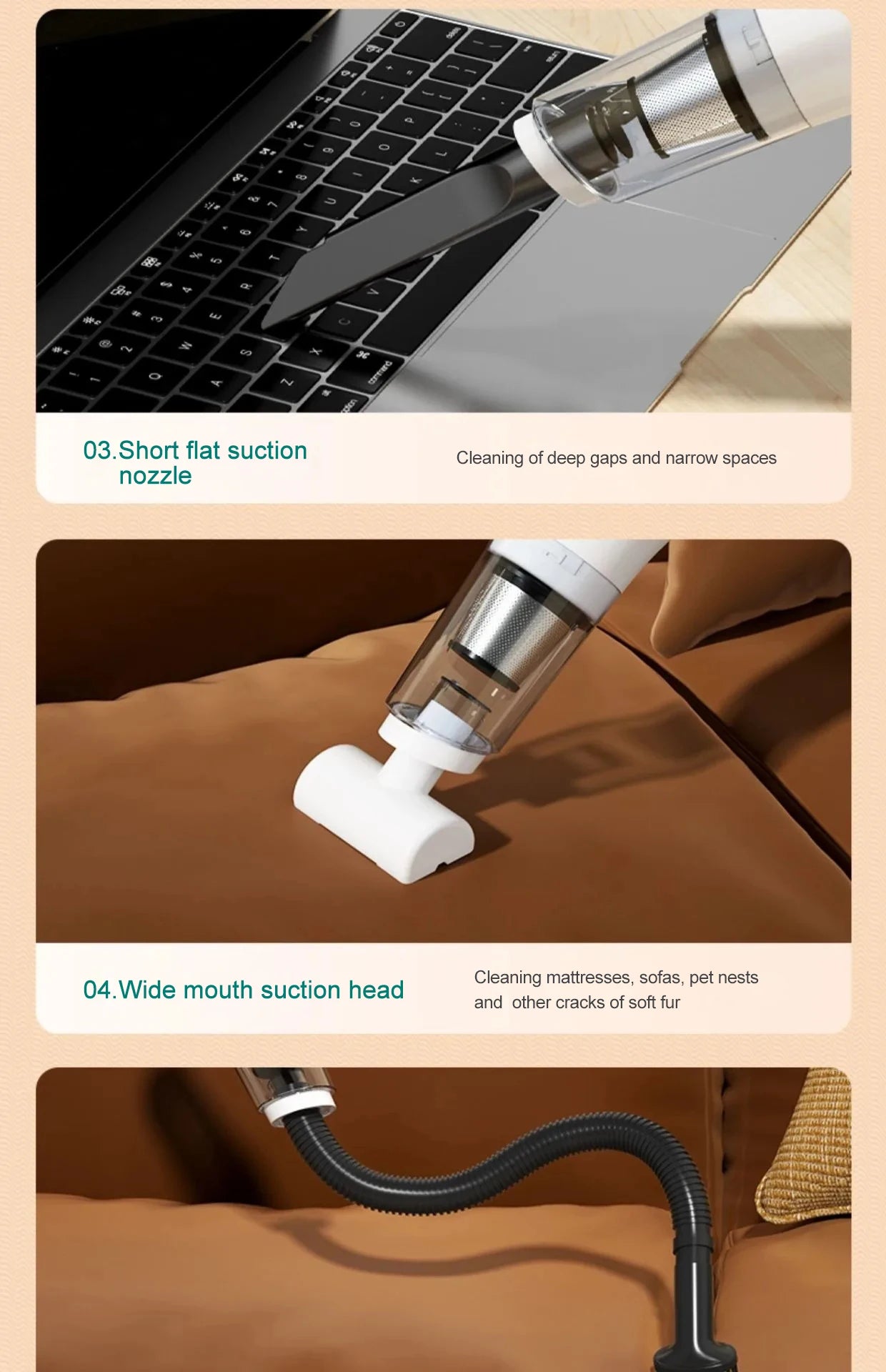 Multifunctional Handheld Vacuum Cleaner Powerful Suction 15000pa Filter Wireless Vacuum Cleaner for Pet hair Floor Household