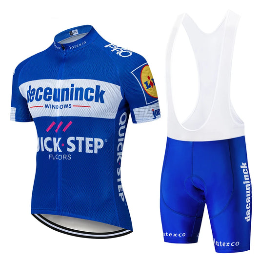 QUICK STEP Team Men's Cycling Jersey Set Summer Cycling Clothing Bike Clothes Uniform Maillot Ropa Ciclismo Hombre Bicycle Suit