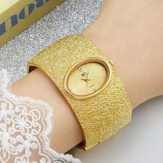 ASJ Women's Bracelet Watch reloj mujer Gold Luxury Bark Pattern Simple watch for women relojes para damas