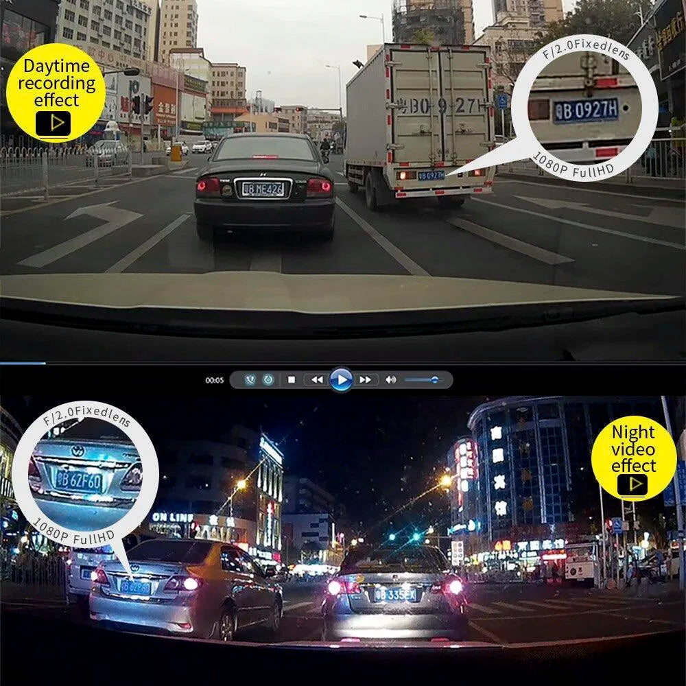 HGDO 5" Dash Cam Mirror Recorder 3 in 1 1080P Avto Dvr Touch Screen Rear View Camera with Parking Sensor Car Cam Video Box