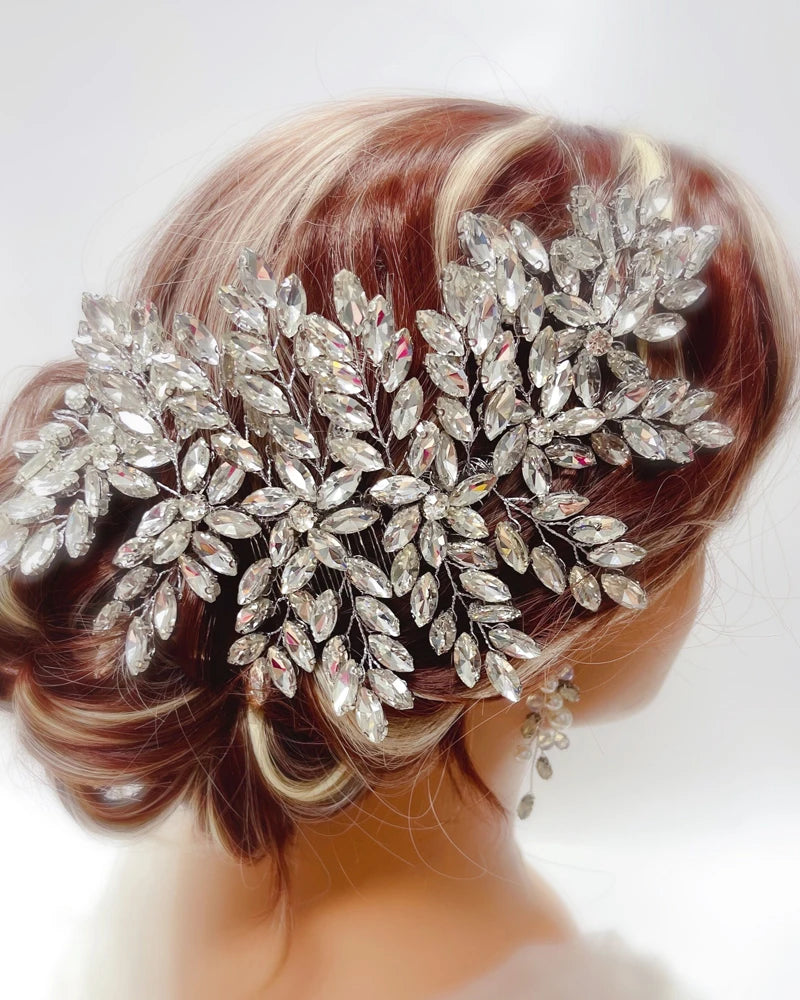 MIMIOR Wedding Full Rhinestone Oversized Hair Comb Bridal Hair Accessories Sparkly Hair Piece Gem Tiara For Women and Girls