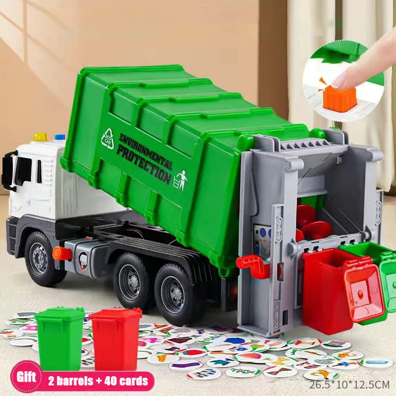 New Children Toys City Garbage Truck Model Diecast Plastics Garbage Sorting Sanitation Vehicle Car Sound Light Kids Xmas Gifts