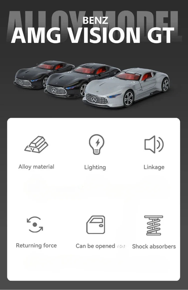 Simulation 1/24 Benz AMG Vision GT Alloy Car Model Metal Diecast Toy Vehicle Boy Birthday Gift Collection Home Decor Miniature