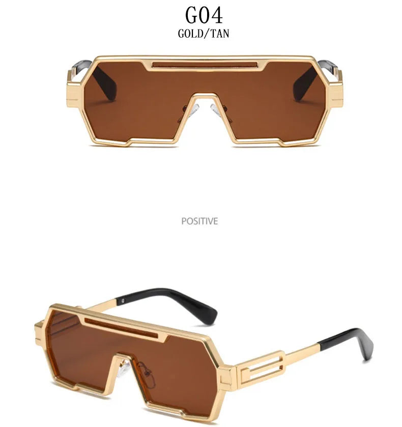 Heavy Metal Steampunk Sunglasses For Men Square Vintage Punk Fashion Glasses Retro Gafas De Sol Hombre Lunette De Soleil Homme