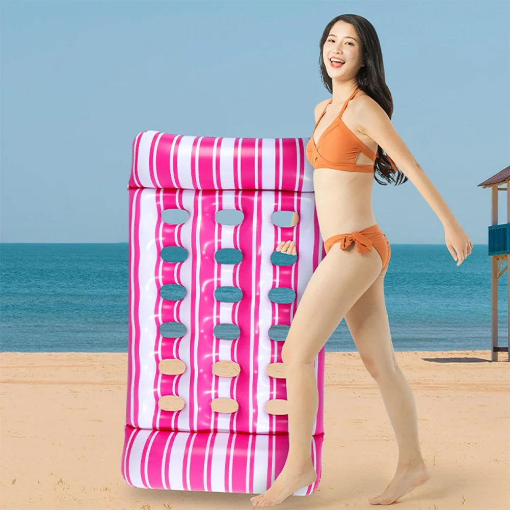 Summer Water Hammock Recliner Inflatable Floating Swimming Air Mattress Beach Sports Swimming Pool Party Recliner Lounge Bed