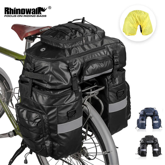 Rhinowalk 3 in1 Bike Pannier Bag 65L Large Capacity Bicycle Rear Rack Bag Waterproof Cycling MTB Double Side Luggage Backpack