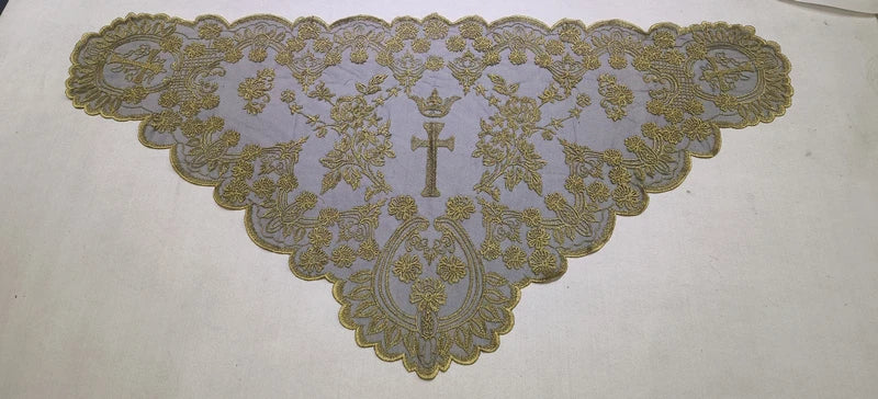 Women Head Covering Bridal Wedding Cross Embroidery Catholic Church Veil