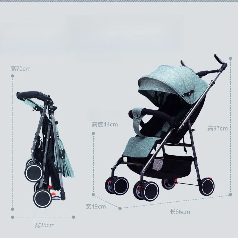 2025 New Baby Stroller Can Sit and Lie Down, Lightweight, Two-way, One-button Folding, Shock-absorbing 0 To 3 Years Old Stroller
