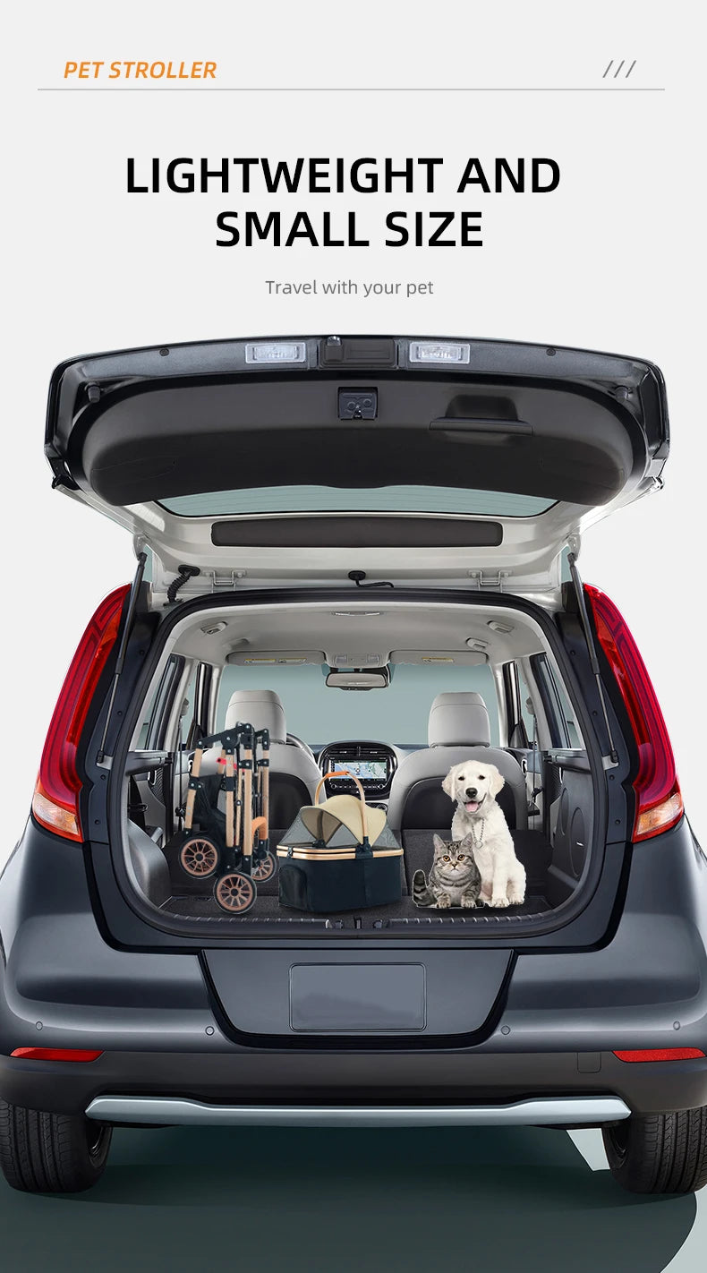 Shopping Pet Stroller Backpack Trolley Carrier With 4 Wheels Pet Bag Cat Breathable Backpack Pet Carrier Bag