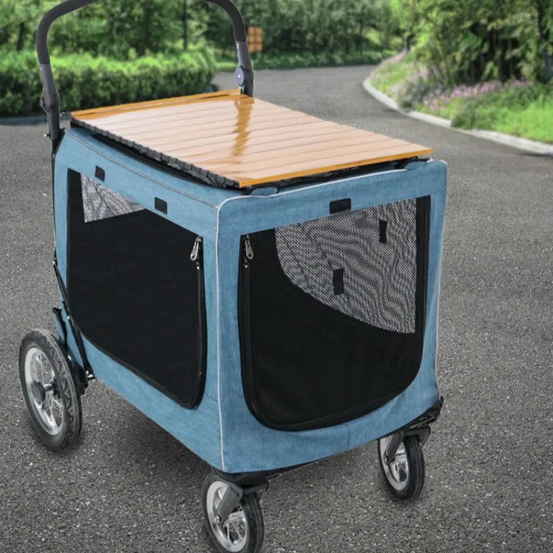 Large Dog Stroller Foldable Travel Portable Cat and Dogs  Strollers Strong and Durable Carriers Breathable Pet Products