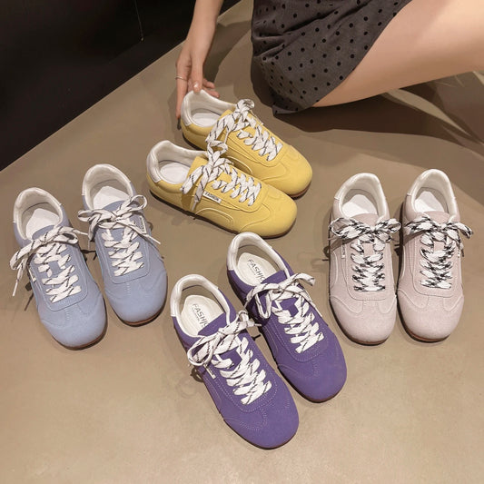 Women's Sneakers 2024 New Genuine Leather Ladies Moral Training Shoes Casual Spring Flat Shoes Women