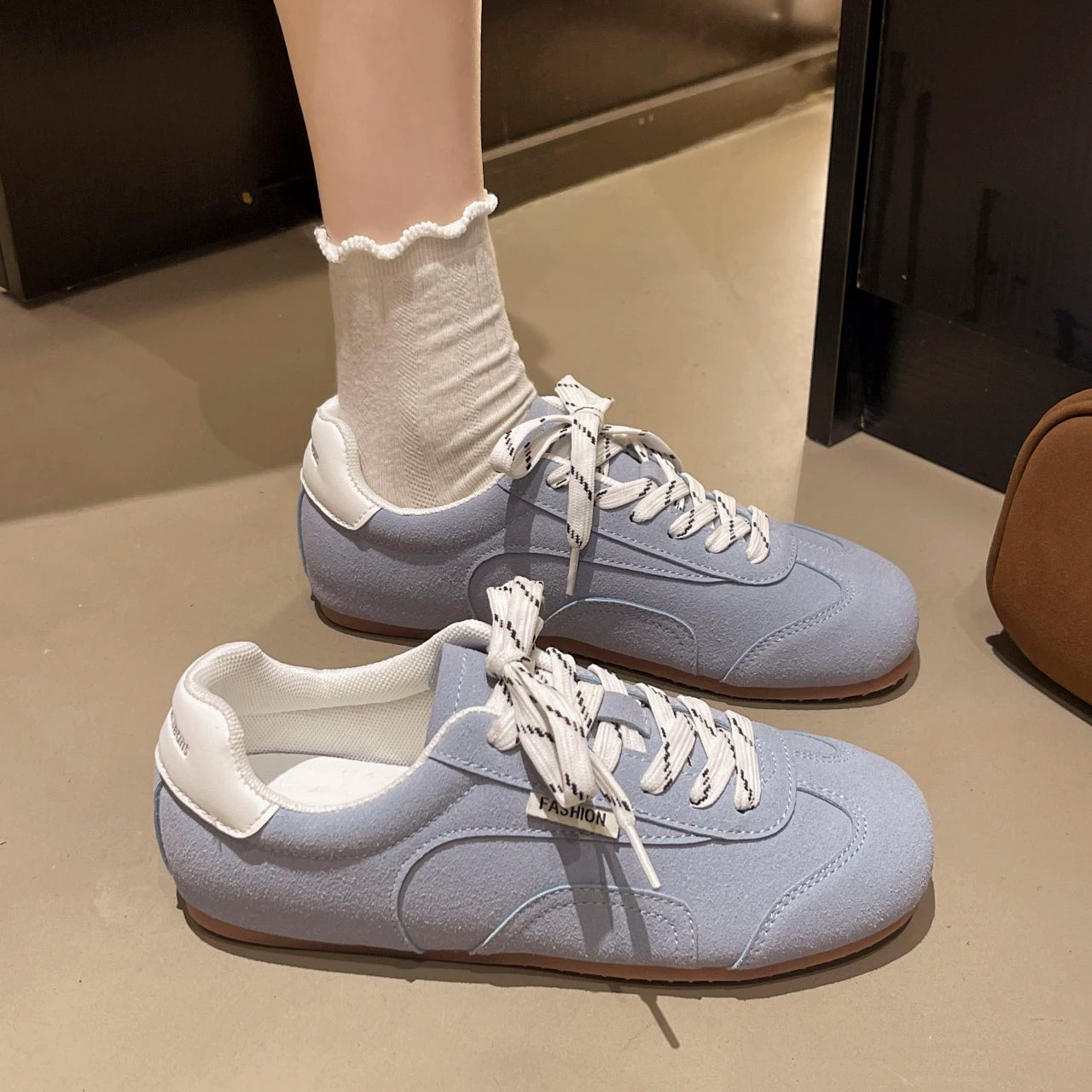 Women's Sneakers 2024 New Genuine Leather Ladies Moral Training Shoes Casual Spring Flat Shoes Women