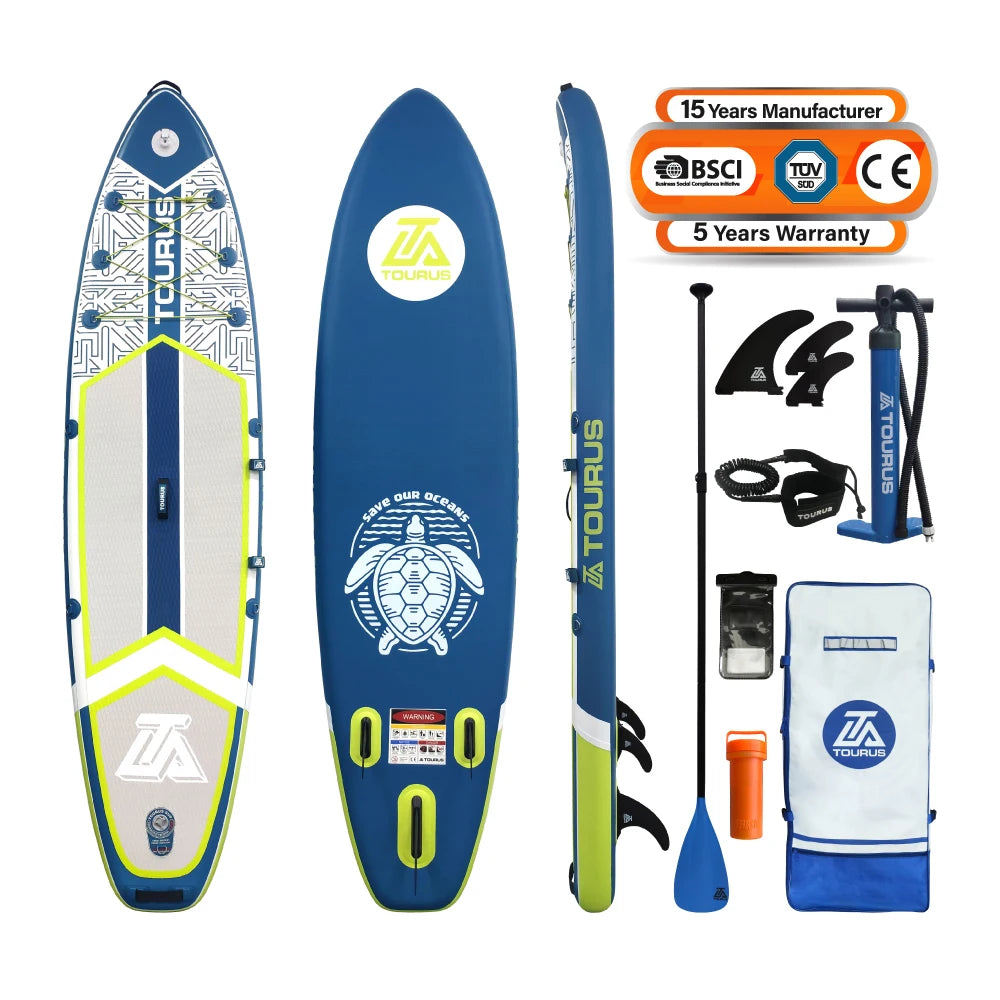 TOURUS  blue wood double layers sup boards melting inflatable stable stand up paddle board 11feet 33inch
