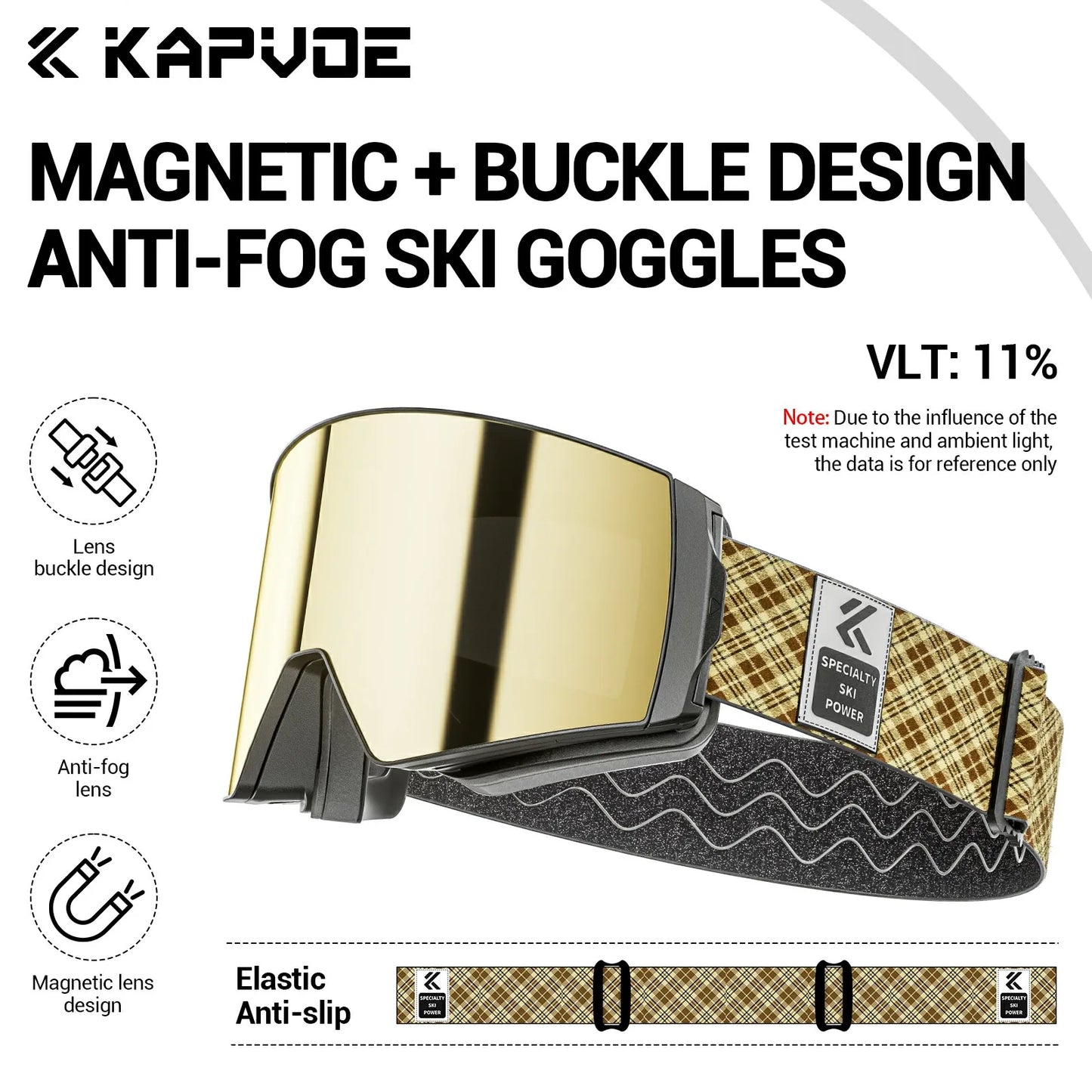 Kapvoe New Photochromic Ski Snowboard Mask Goggle Men UV400 Protection Women Glasses Magnetic Attraction Anti-Fog Skiing Goggles