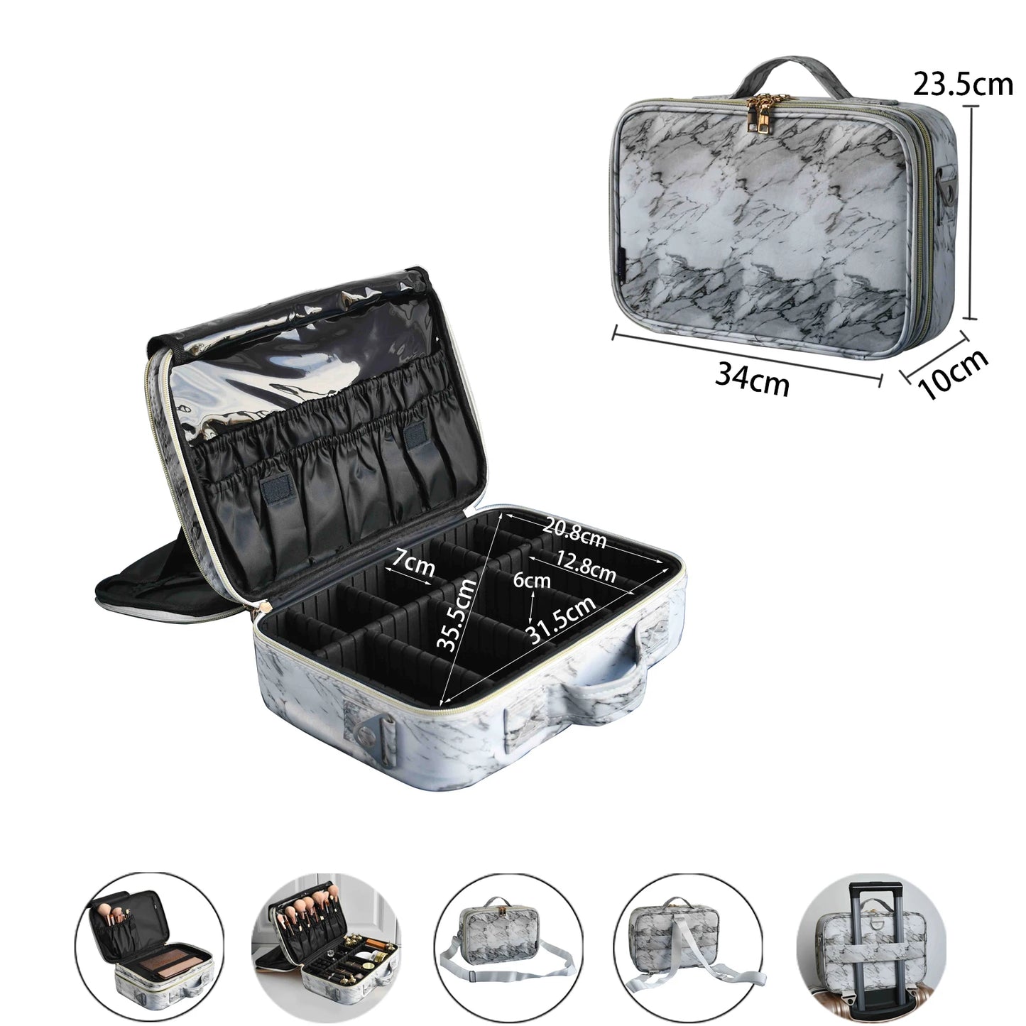2021 New Crocodile PU Leather Cosmetic Bag Professional Make Up Box Large Capacity Storage Travel Toiletry Makeup Suitcase