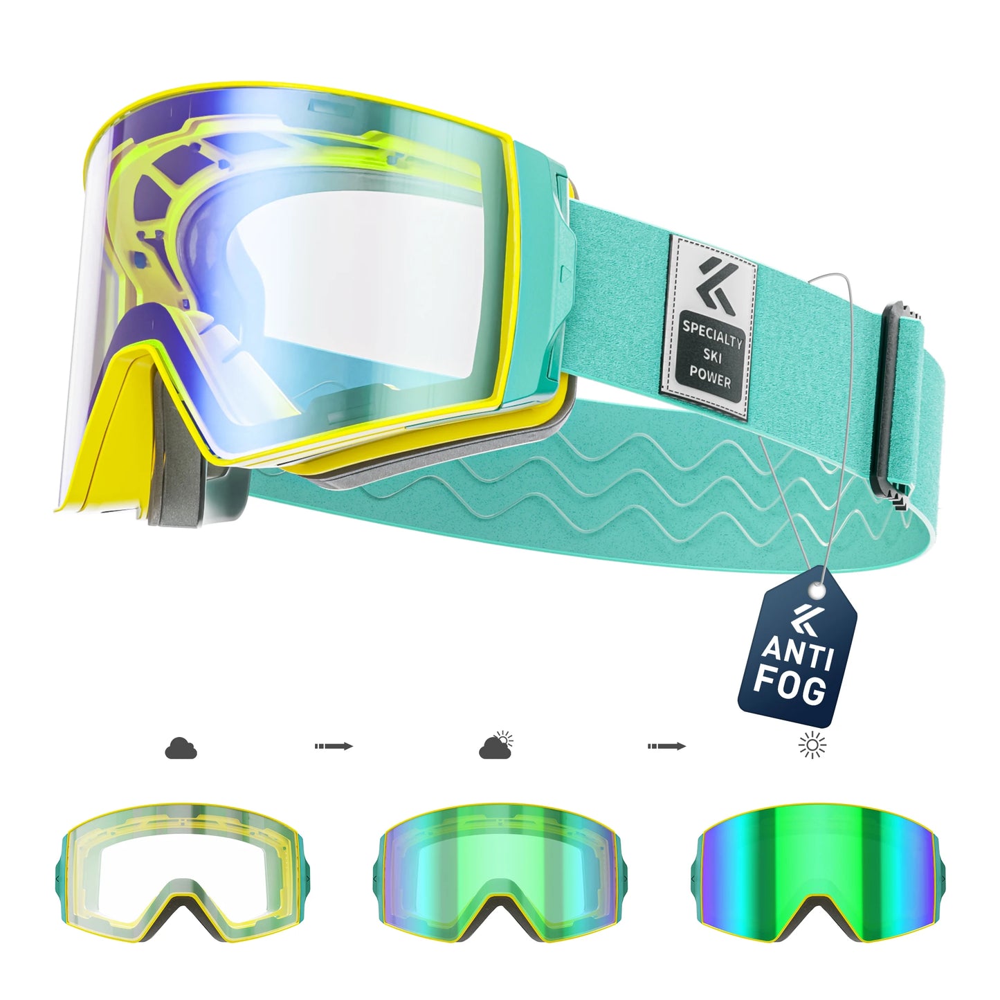 Kapvoe New Photochromic Ski Snowboard Mask Goggle Men UV400 Protection Women Glasses Magnetic Attraction Anti-Fog Skiing Goggles