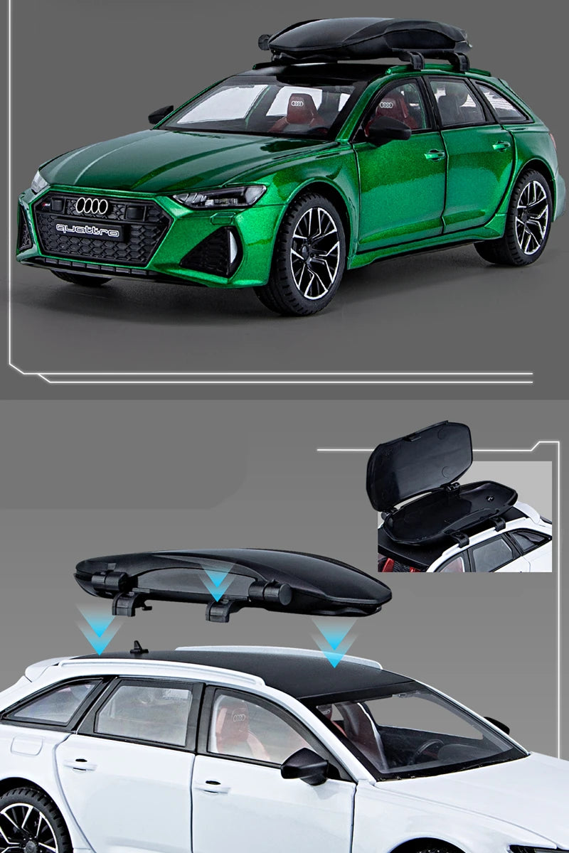 1/24 Audi RS6 Avant Station Wagon Alloy Car Model Diecast Metal Toy Vehicles Car Model Simulation Sound and Light Kids Toys Gift