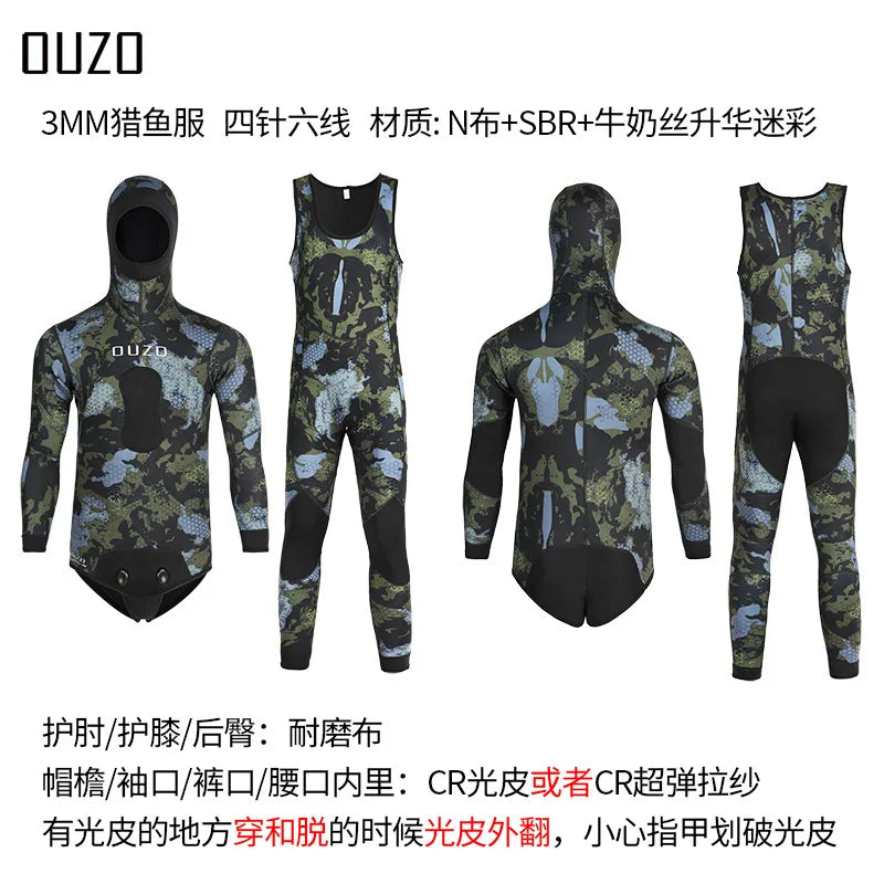 3mm Fishing Suit Diving Suit Cold and Warm Split Body Swimming Surfing Suit Free Diving Fishing and Hunting