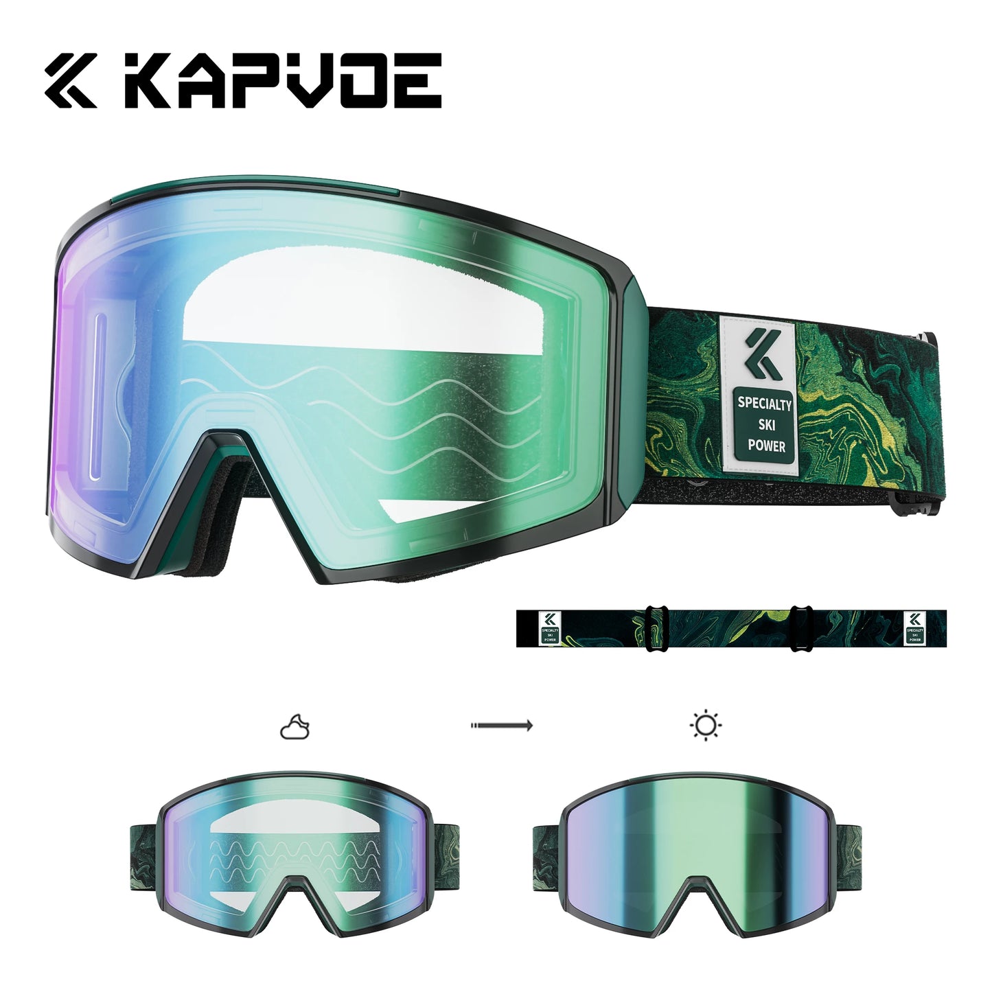 KAPVOE Ski Goggles Magnetic Double-Layer Anti-Fog Impact-Resistant Lenses Suitable for Male Female Teenagers UV400 Protection