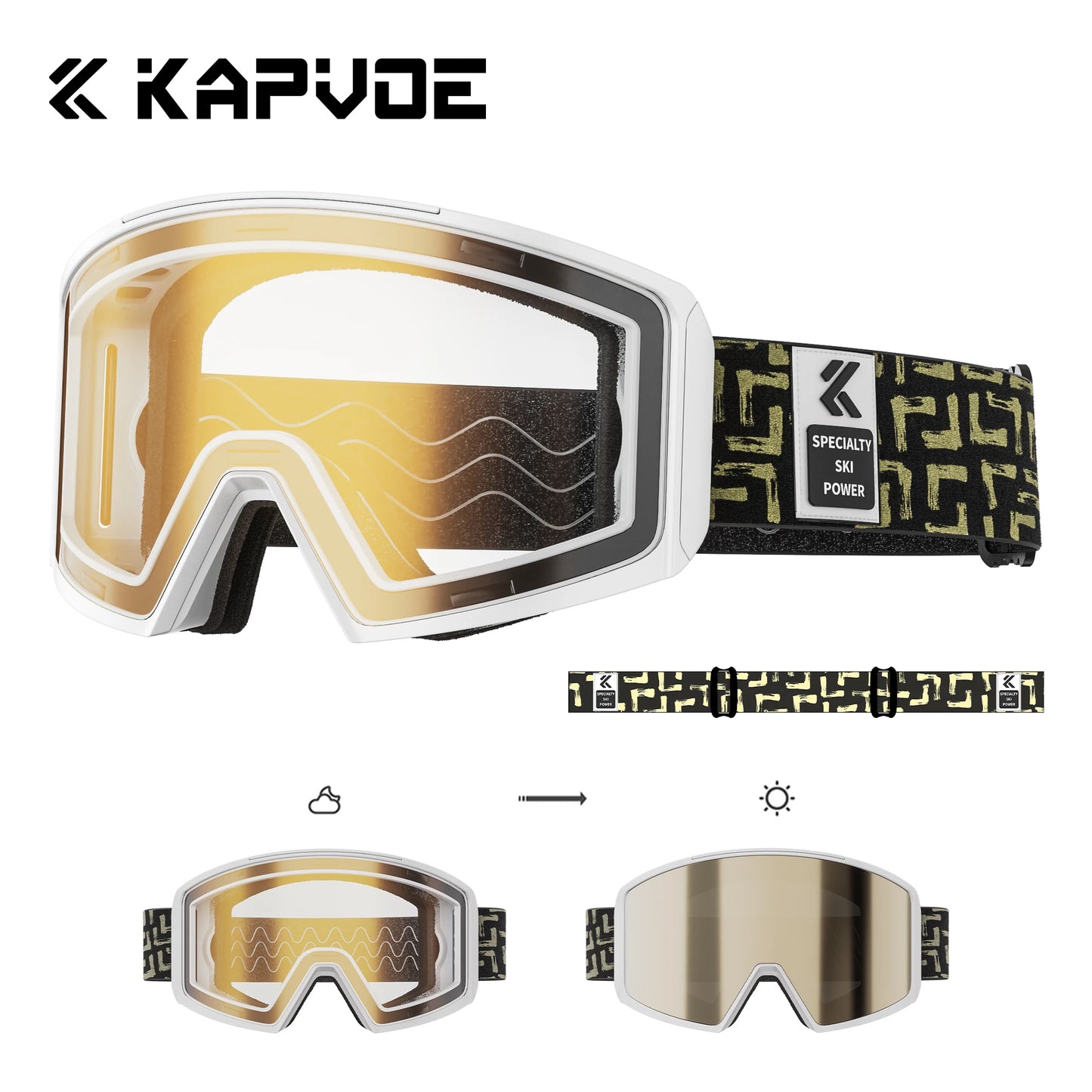 KAPVOE Ski Goggles Magnetic Double-Layer Anti-Fog Impact-Resistant Lenses Suitable for Male Female Teenagers UV400 Protection
