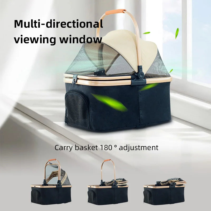 Shopping Pet Stroller Backpack Trolley Carrier With 4 Wheels Pet Bag Cat Breathable Backpack Pet Carrier Bag