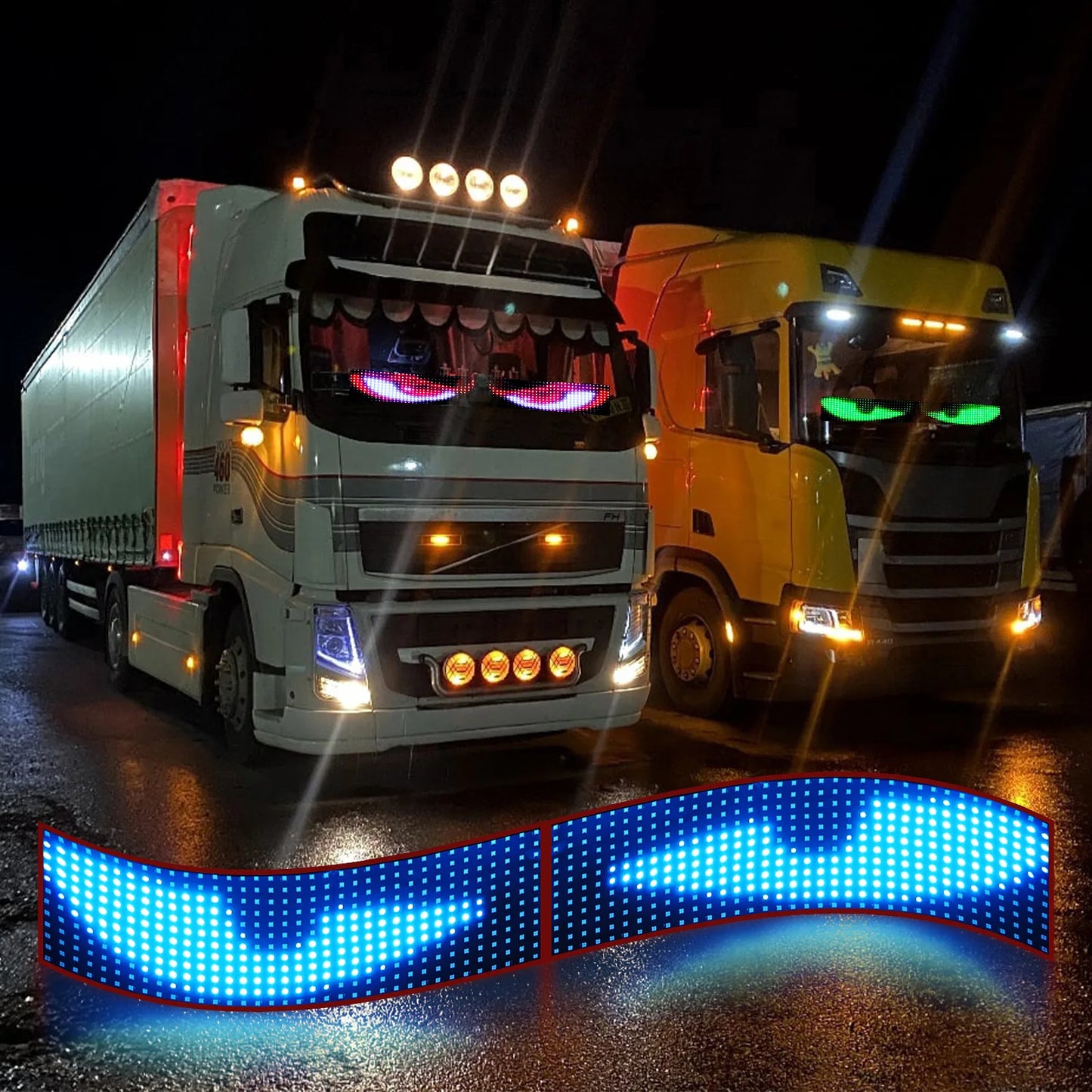 60/70/80CM LED Pixel Panel Light Remote Control Soft Foldable Lighting Scrolling For Truck Car Devil Eye  For Board Windshield