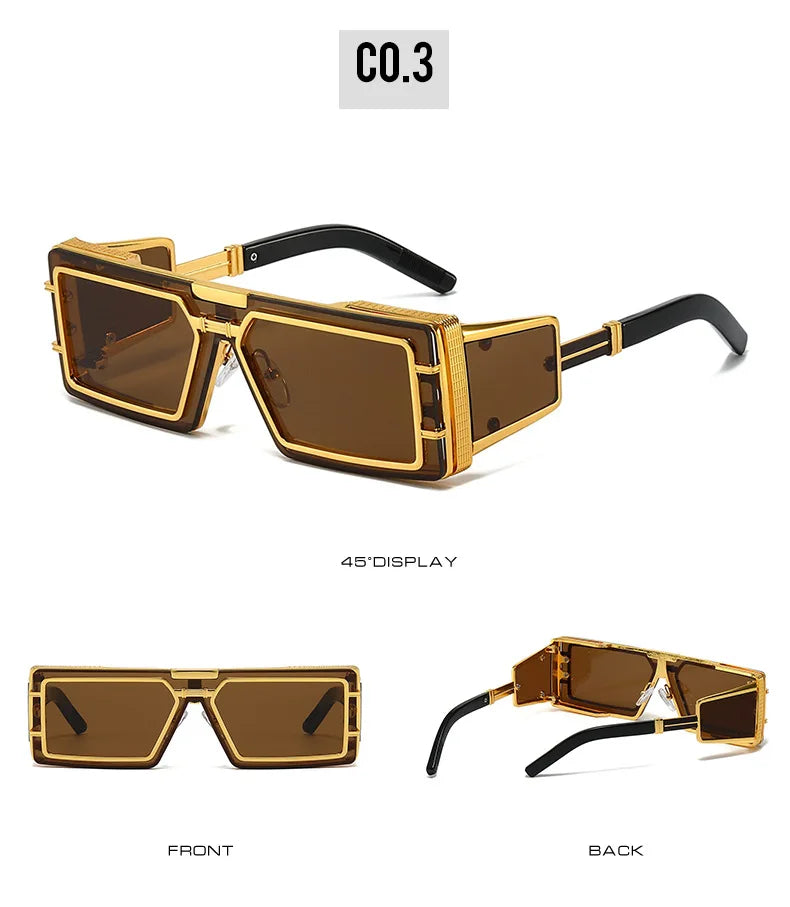 Square Punk Sunglass Men Vintage Luxury Steampunk Sunglasses Women Fashion Glasses Gafas De Sol Hombre Lunette De Soleil Homme