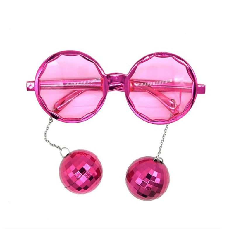 Disco Pendant Mirror Ball Glasses for 70s 80s Retro Theme Cowgirl Disco Party Decor Birthday Wedding Party Photography Props