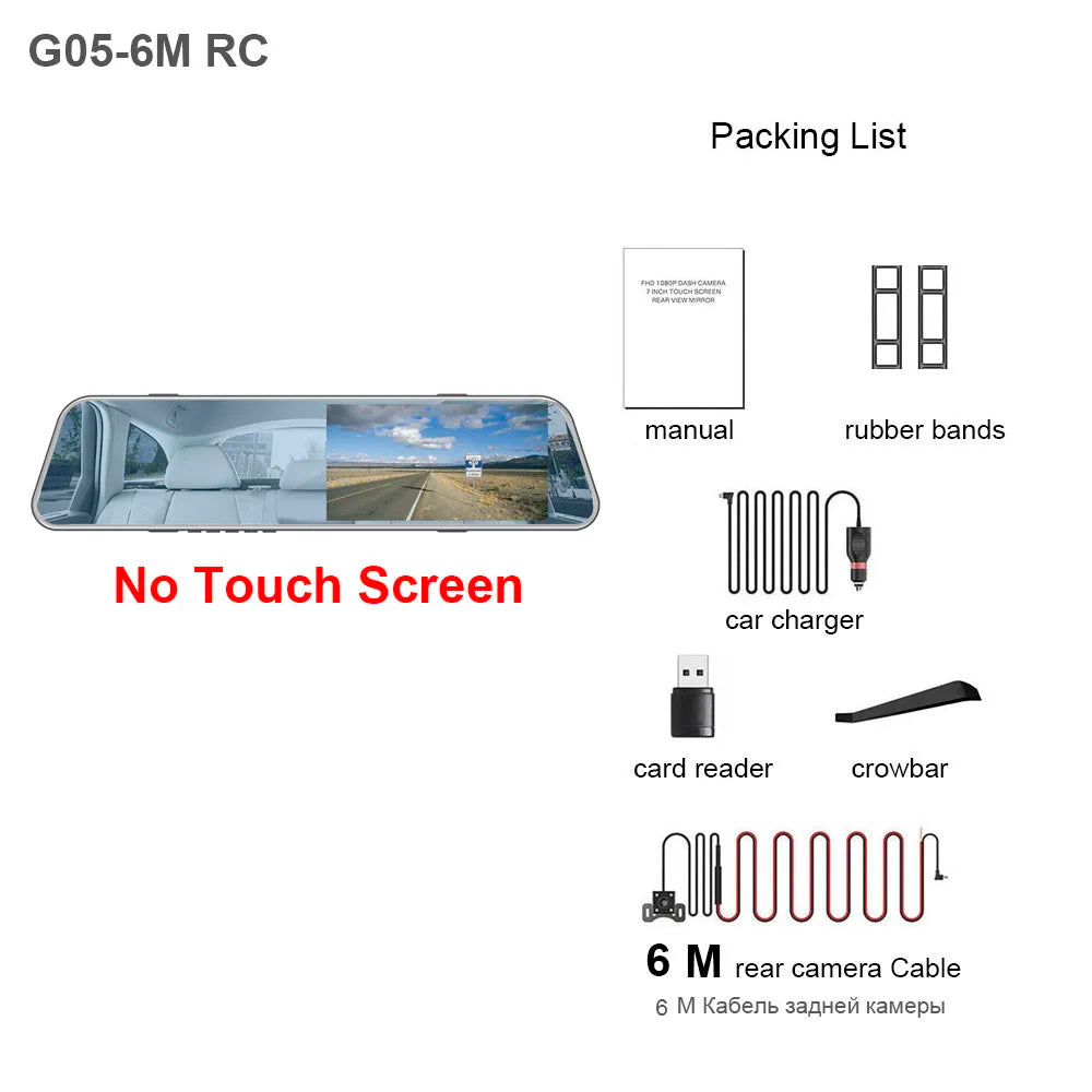 HGDO 5" Dash Cam Mirror Recorder 3 in 1 1080P Avto Dvr Touch Screen Rear View Camera with Parking Sensor Car Cam Video Box