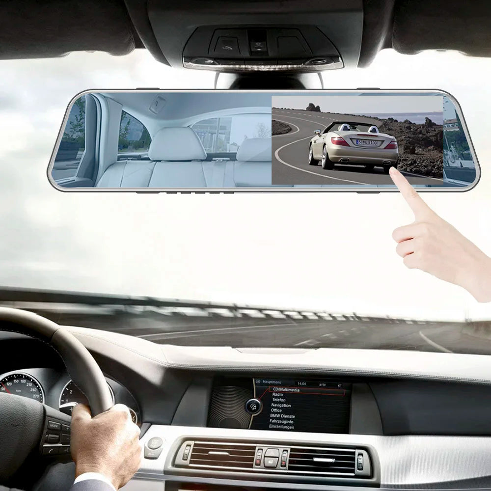 HGDO 5" Dash Cam Mirror Recorder 3 in 1 1080P Avto Dvr Touch Screen Rear View Camera with Parking Sensor Car Cam Video Box