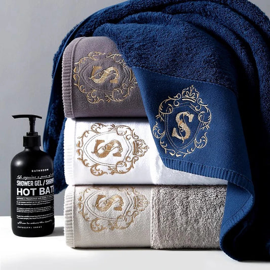 2PCS Luxury Hotel Towel Cotton High Quality Embroiderd Face Bath Towels Bathroom Soft Feel Highly Absorbent Shower Multi-color