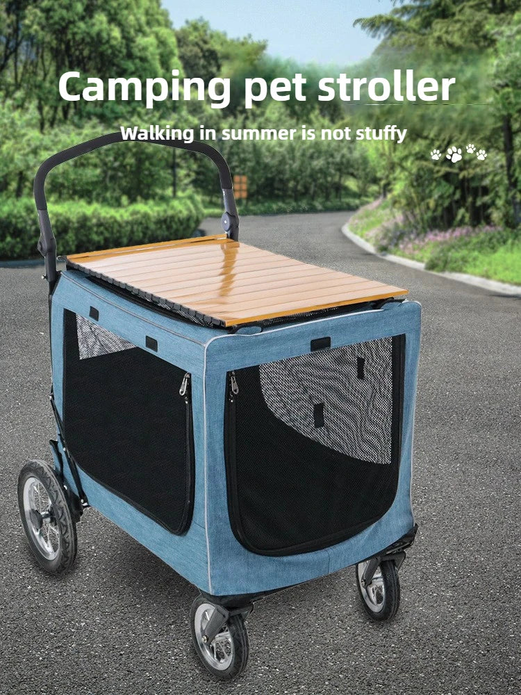 Large Dog Stroller Foldable Travel Portable Cat and Dogs  Strollers Strong and Durable Carriers Breathable Pet Products