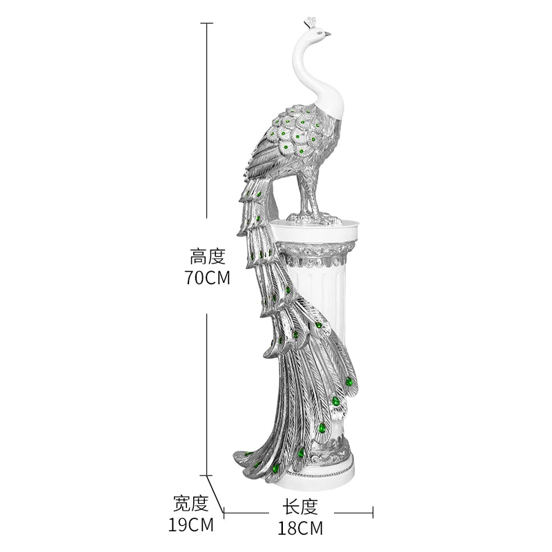 Nordic Room Decor Large Peacock Sculpture Ornament Living Room TV Cabinet Artwork Statue Crafts Gift Home Decoration Accessories