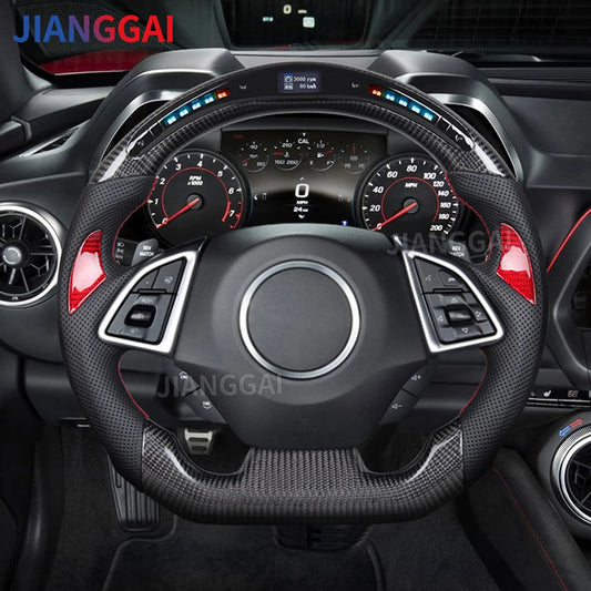 LED Carbon Fiber Car Racing Steering Wheel For Chevrolet Camaro 2016-2023 Corvette C7 Chevy ss 2014-2019 Carbon Steering Wheel