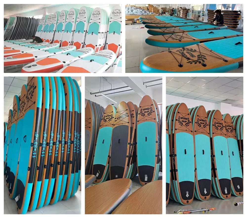 TOURUS  blue wood double layers sup boards melting inflatable stable stand up paddle board 11feet 33inch