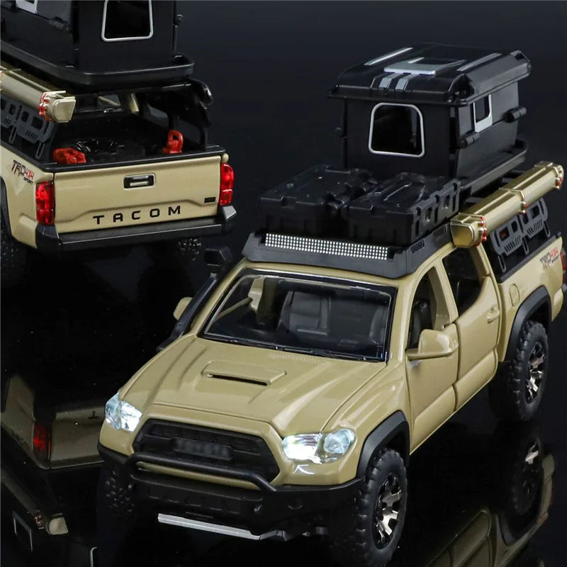1/32 Tacoma Travel version Pickup Alloy Car Model Diecast Metal Off-Road Vehicles Car Model Sound Light Simulation Kids Toy Gift