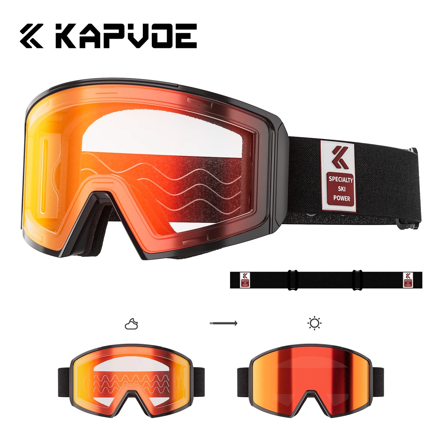 KAPVOE Ski Goggles Magnetic Double-Layer Anti-Fog Impact-Resistant Lenses Suitable for Male Female Teenagers UV400 Protection